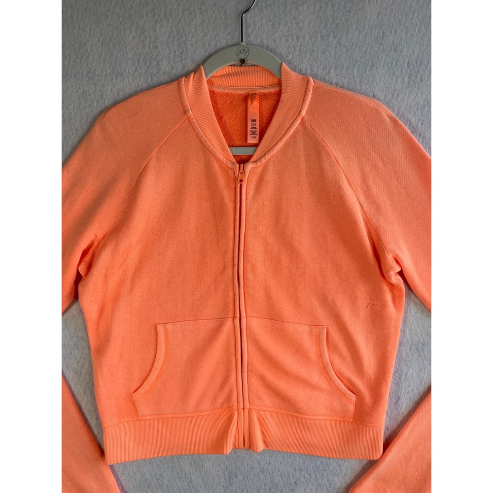 SKIMS Shrunken Zip up Sweatshirt Light French Terry Bomber Style Cropped Orange - Picture 3 of 7